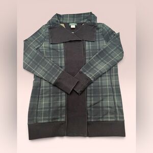 Lauren Ralph Laure LRL Women's Plaid Cardigan with Contrast Panel Size M